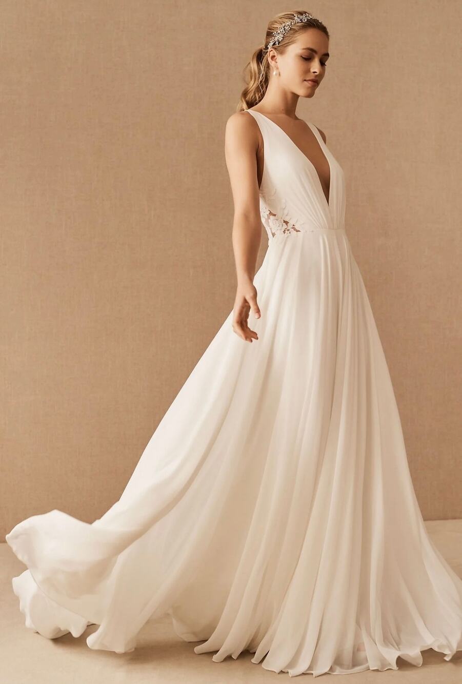 Jenny by Jenny Yoo Elinor Bridal Gown Floral Lace V Neck Wedding Dress NWOT 4 - Picture 1 of 10